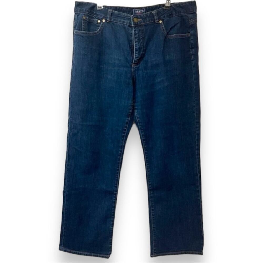 Chaps Denim Women's Madden Straight Jeans, Dark Blue, Size 16